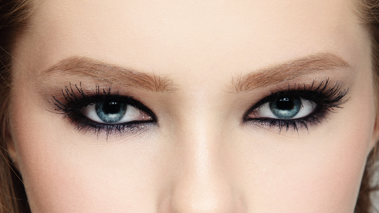 Closeup of woman's black eyeliner