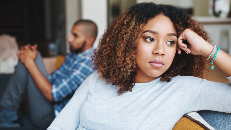 woman looking upset