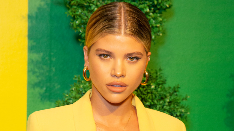 Sofia Richie Grainge poses with slicked hair