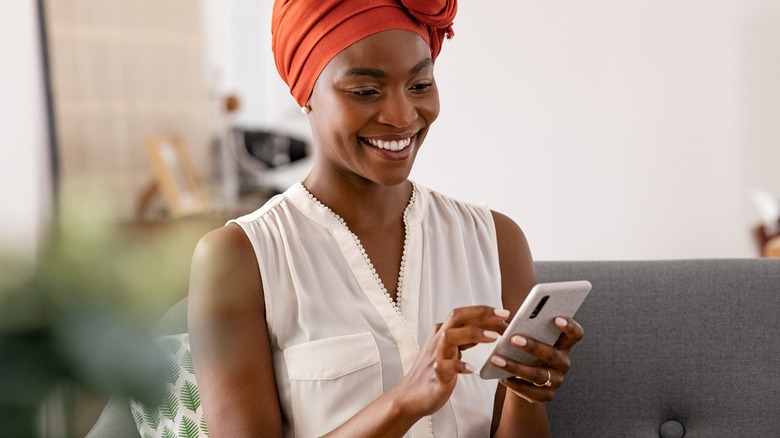 woman using smartphone