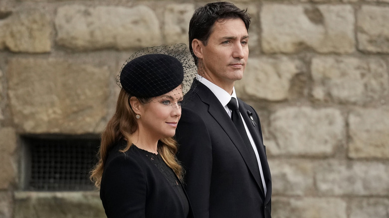 Sophie Grégoire Trudeau and Justin Trudeau in black outfits