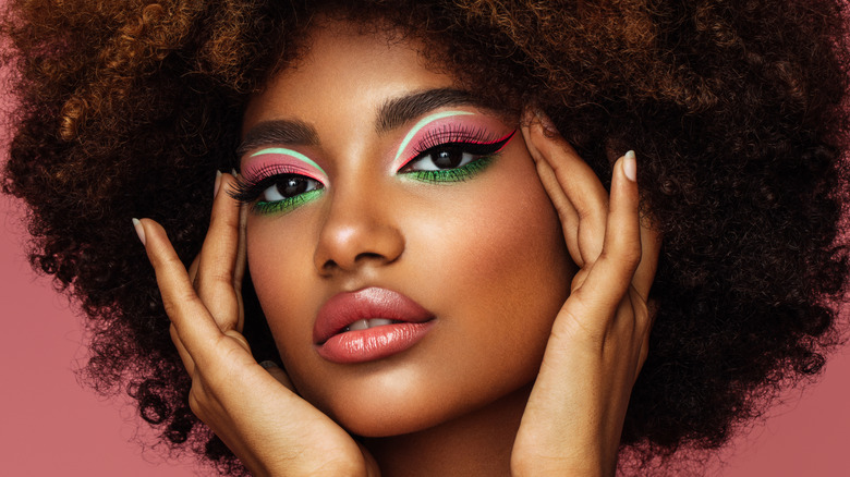 Woman with colorful makeup