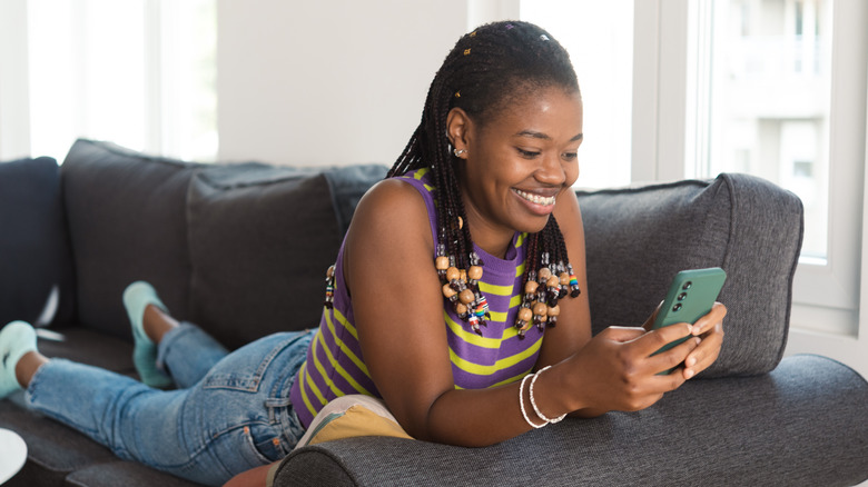 woman texting on phone