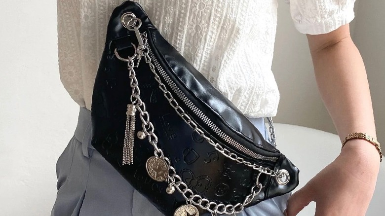 Exposed hardware crossbody bag