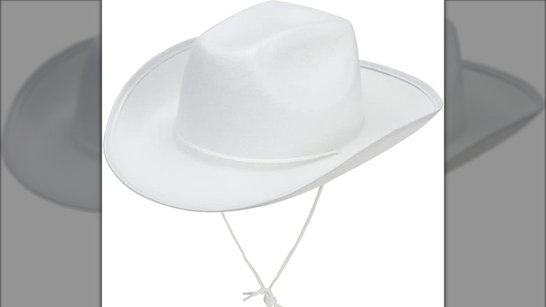 White cowboy hat on white background