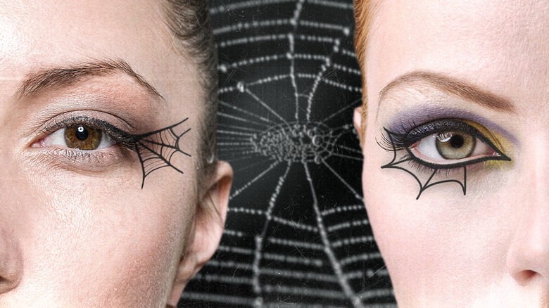 women with spiderweb eyeliner