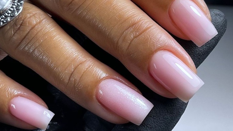 Close up of pink nails