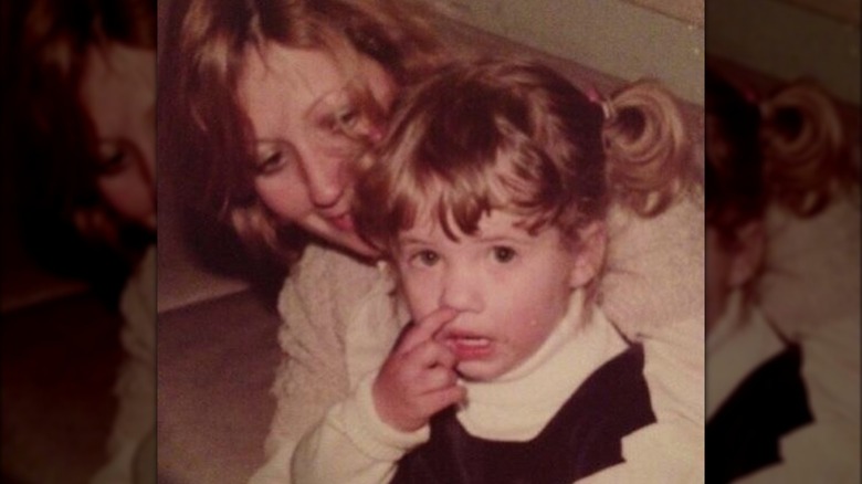 Photo of Julie Gonzalo and her mother during her childhood (circa 1980s-1990s)