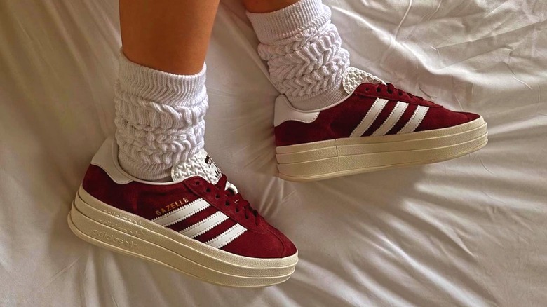 Red striped platform sneakers