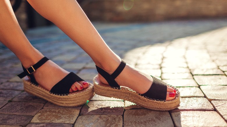 A black summer sandal