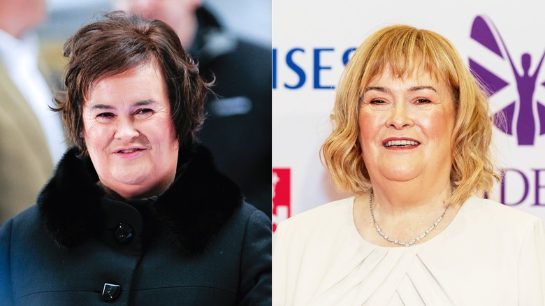 Susan Boyle in 2009 and Susan Boyle in 2024.