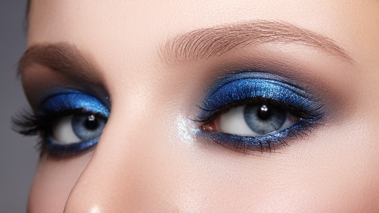Close up of blue eyeshadow