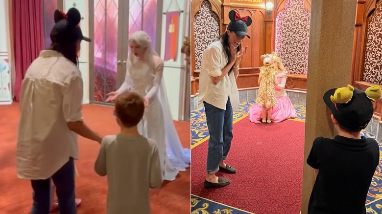 Pictures of Meghan Markle, Prince Archie, and Princess Lilibet meeting Disney princesses