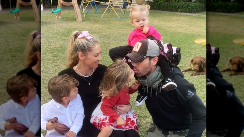 Anna Kournikova and Enrique Iglesias with three of their four children