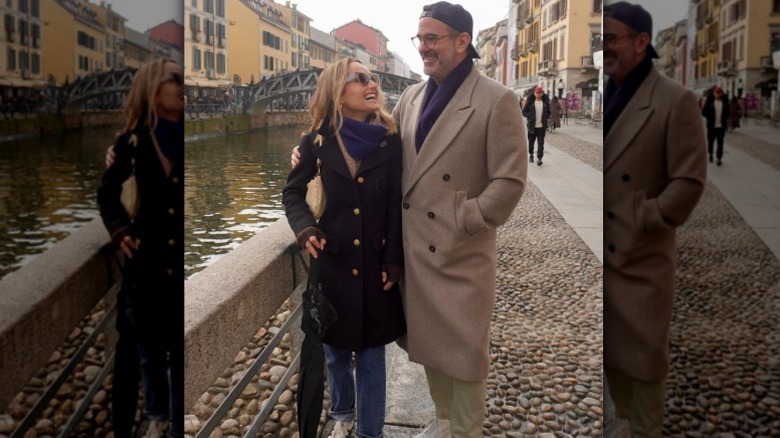 Giada De Laurentiis and Shane Farley walking around Milan