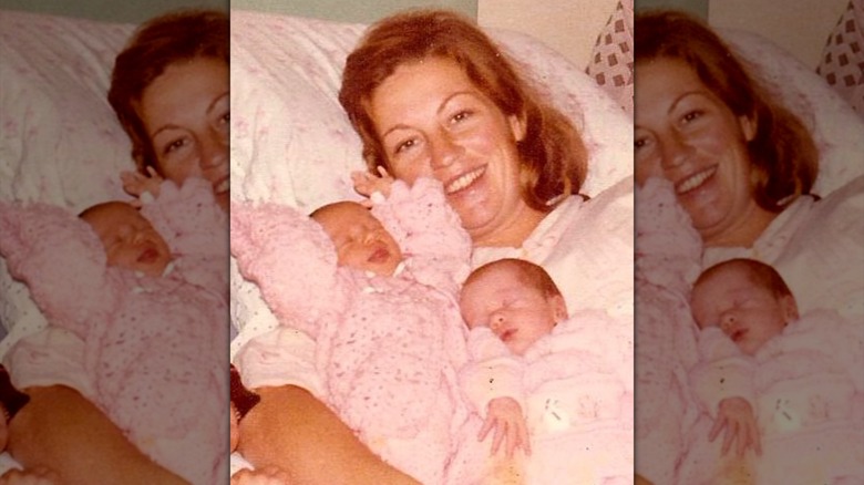 Babies Gisele and Patricia with mom Vania