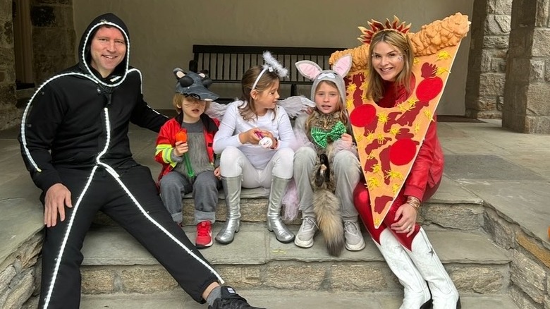 Henry Hager, Hal, Poppy, Mila and Jenna Bush Hager all in costume on Halloween.