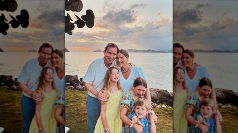 Henry Hager, Jenna Bush Hager and their three kids on Nevis island.