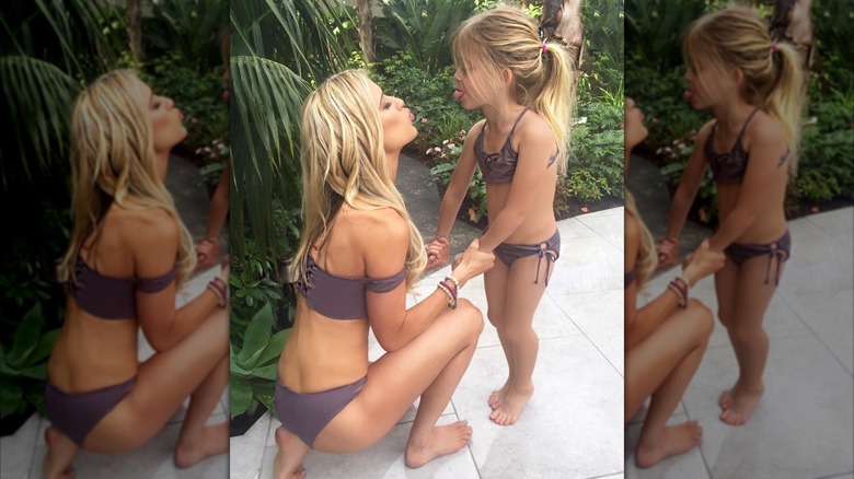 Christina haack and daughter Taylor pose in matching bikinis