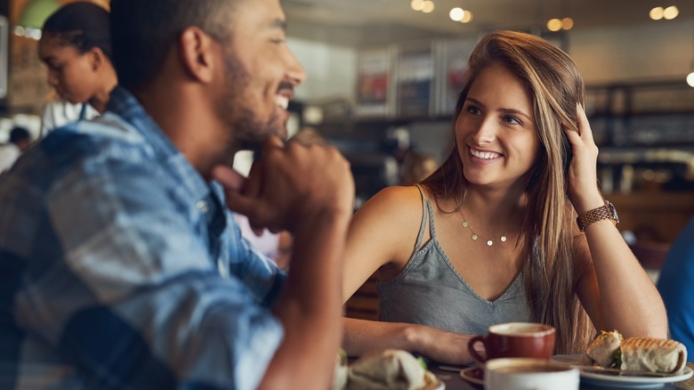 man and woman on date