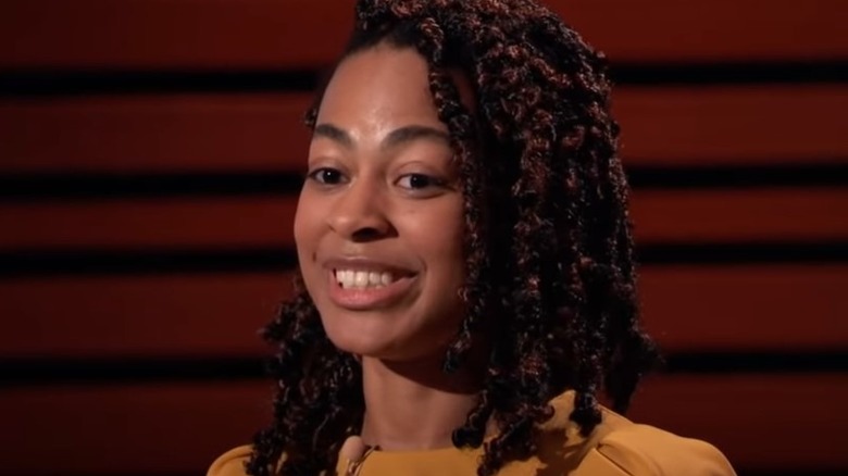 Tania Speaks pitching on "Shark Tank"