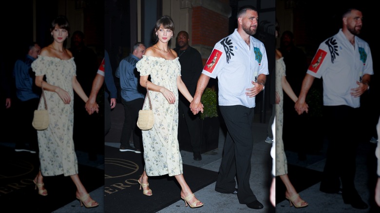 Taylor Swift wears a floral maxi dress while out with Travis Kelce