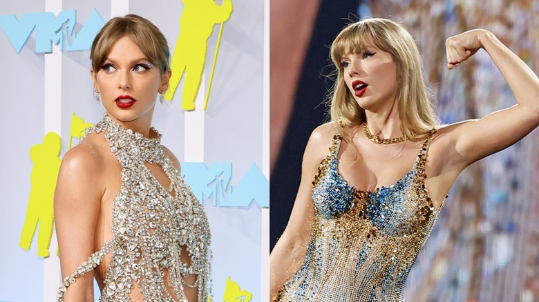Taylor Swift poses at an event.