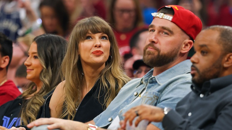 Taylor Swift and Travis Kelce at an NBA game in May 2026.