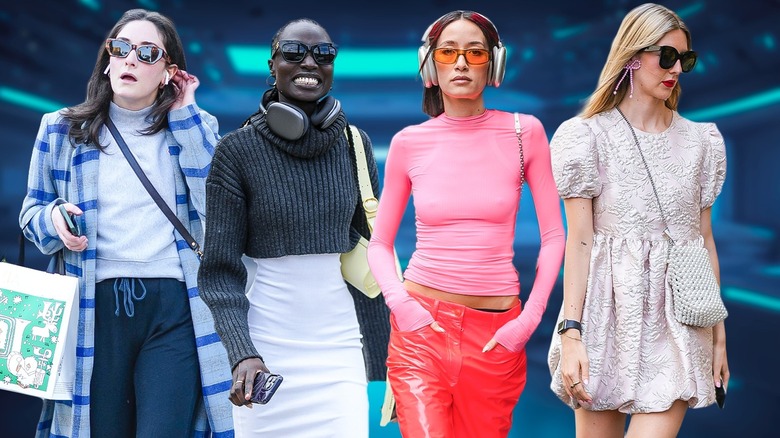 Four women accessorizing with technology