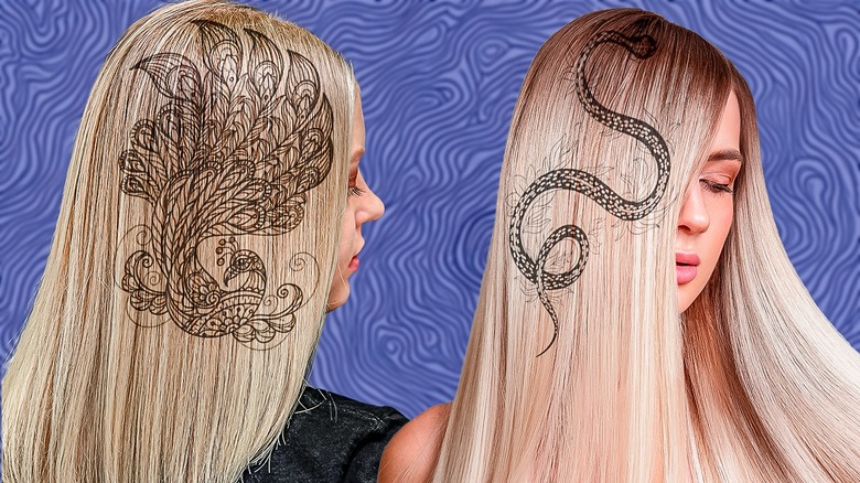Composite image women hair tattoos