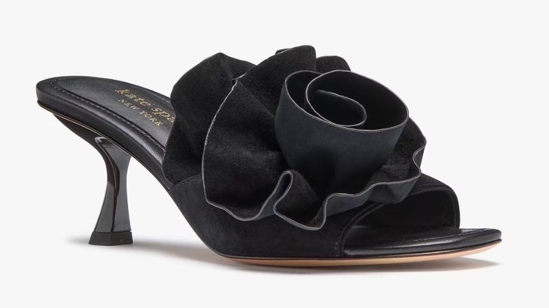 The Kate Spade Flourish heeled sandal with black rosette