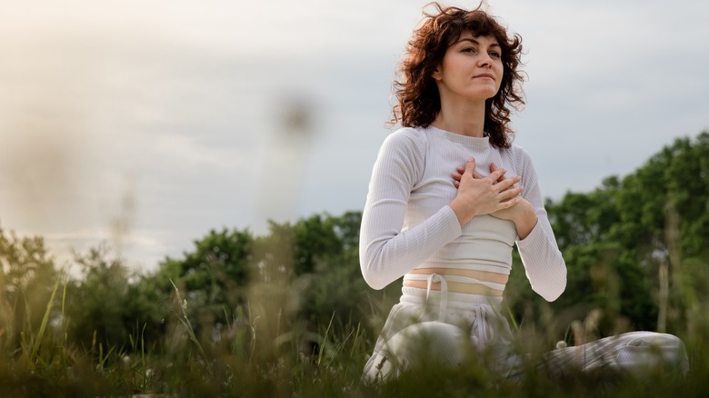 Woman practicing breathwork