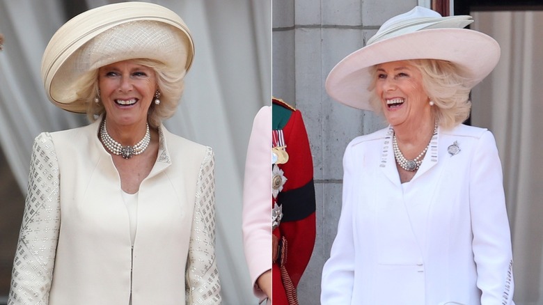 Queen Camilla wearing dull outfits at the 2013 and 2025 Trooping the Colour