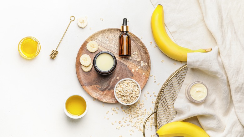 banana skincare flat lay