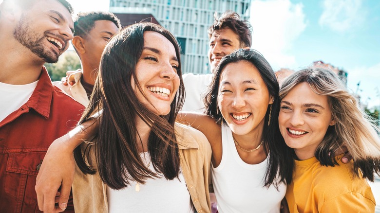 group of smiling friends