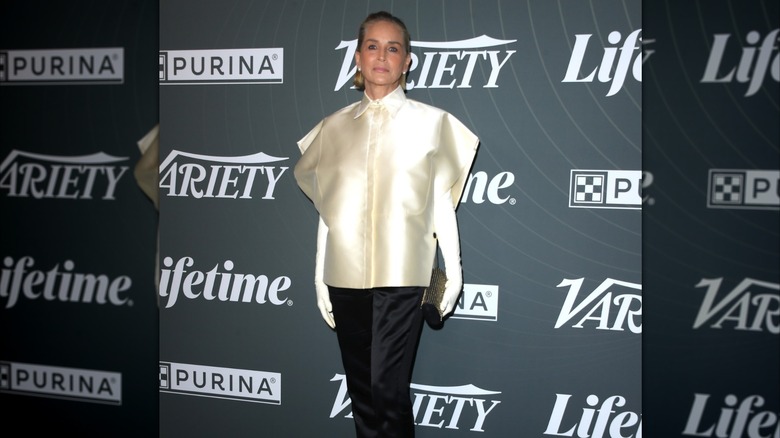 Sharon Stone in a cream top