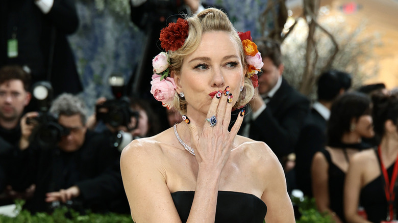 Naomi Watts with a floral manicure