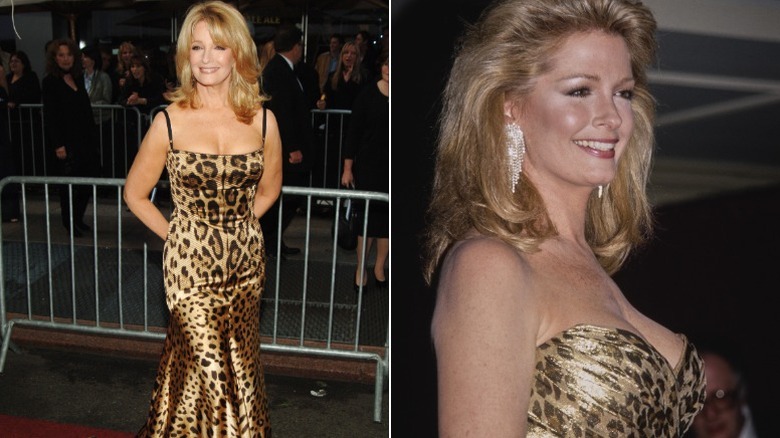 Deidre Hall wearing animal print at the Daytime Emmy Awards in 2005 and 1992