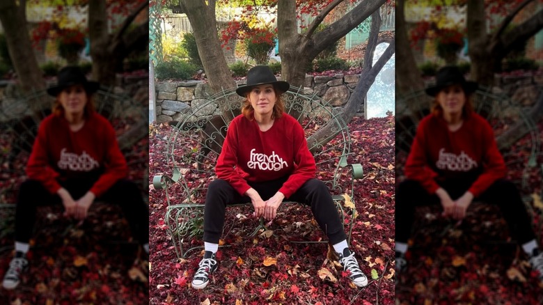 Molly Ringwald poses at a park on November 2023