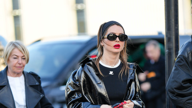 woman wearing red lipstick