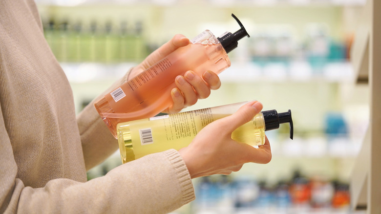 A person comparing two products
