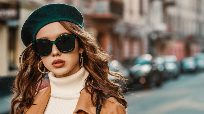 Woman wearing oversized shades