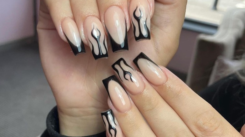 Black flame ombre nails - wide 5