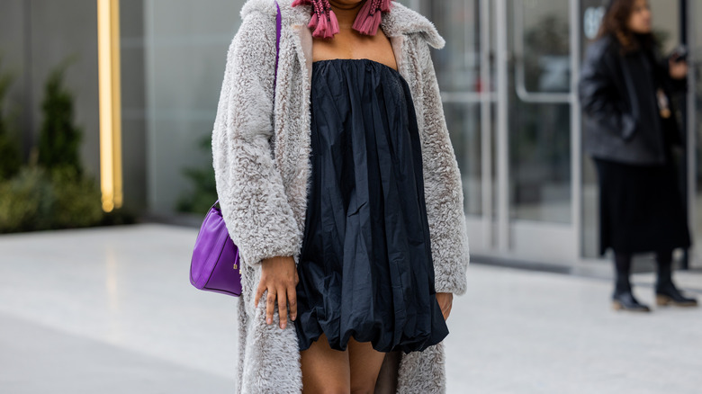 woman wearing bubble dress 