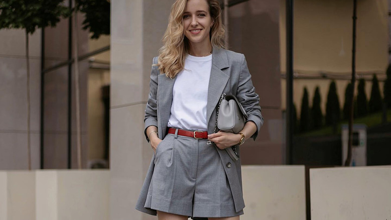 Gray short suit with tee