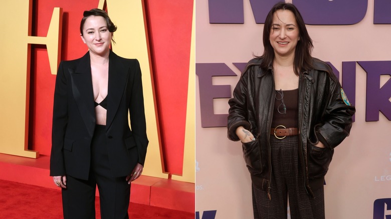 Zelda Williams wearing a black pantsuit at the ﻿Vanity Fair Oscar Party hosted by Radhika Jones