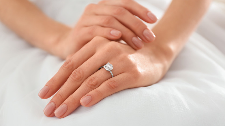 engagement ring on hand