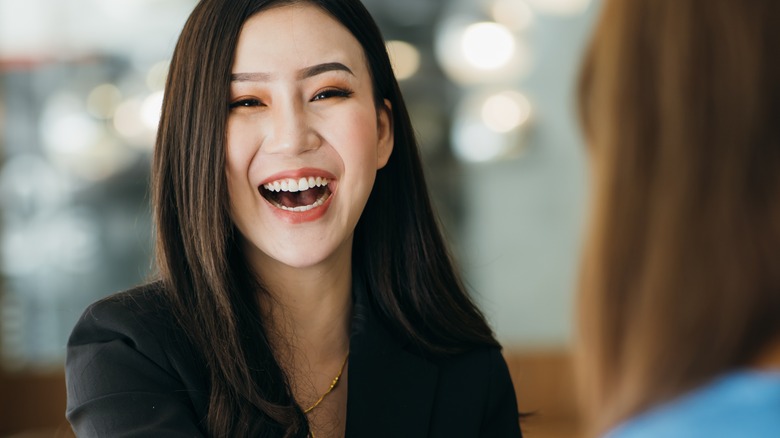Asian woman at a job interview