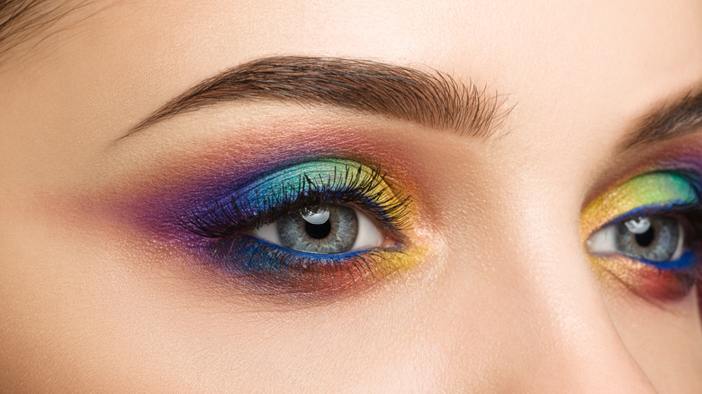 Close up of bright eyeshadow look