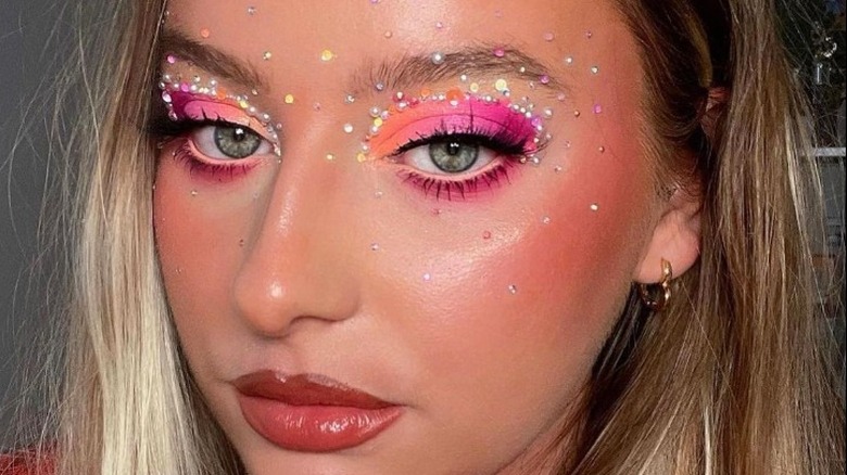 woman with glitter makeup